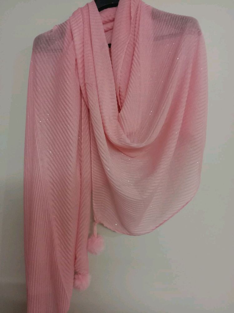 Pink Crincle Cotton Hijab