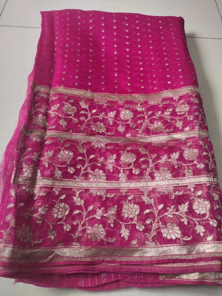 Pink Saree Silk Like Designs