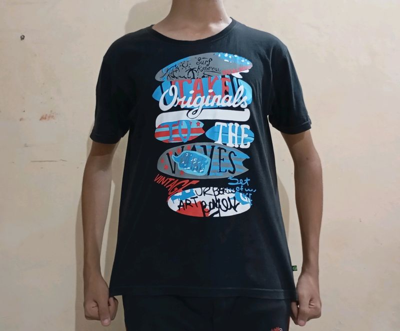 Black Printed Tshirt For Dailywear