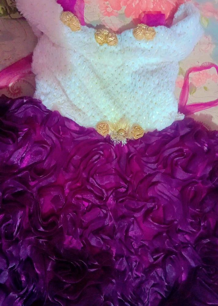 Purple Rose Velvet Frock