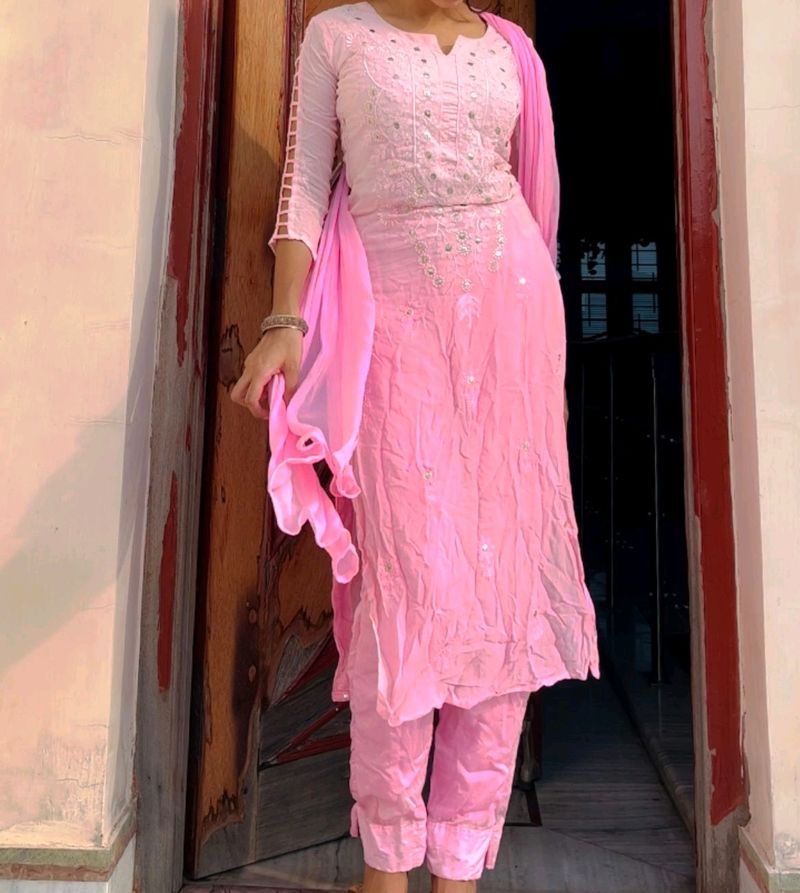 Baby Pink Umbrey Kurti Set