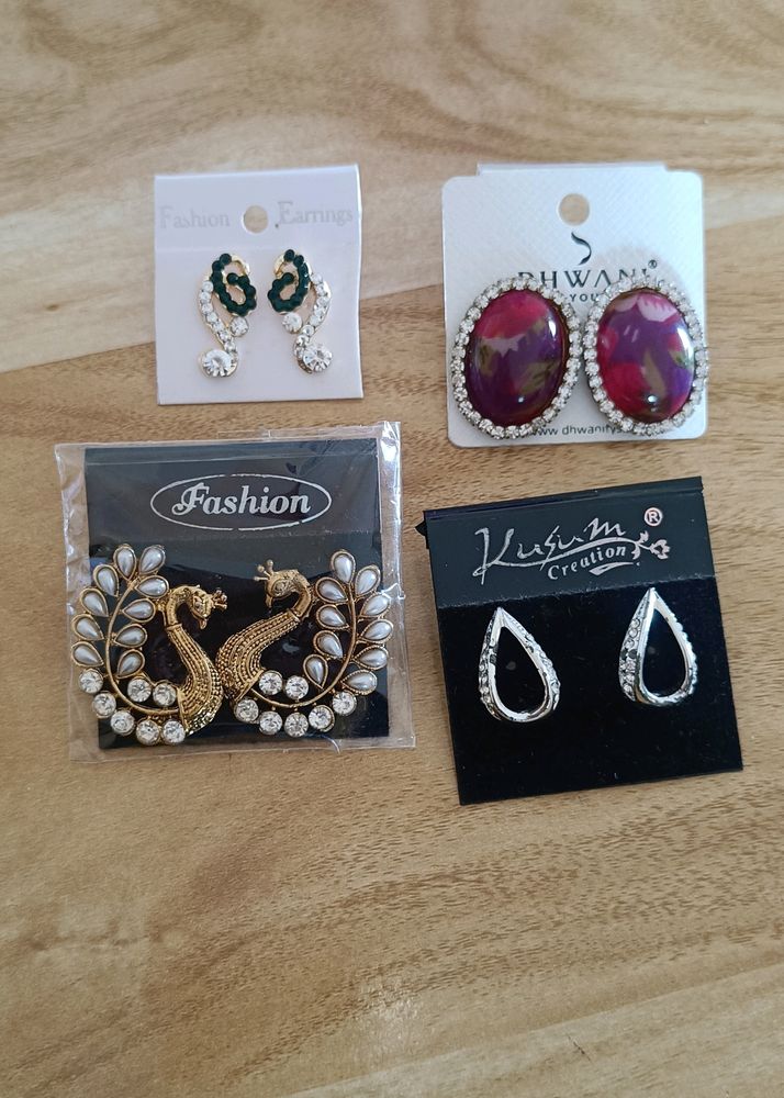 Combo Earings And Studs - 4 Pairs