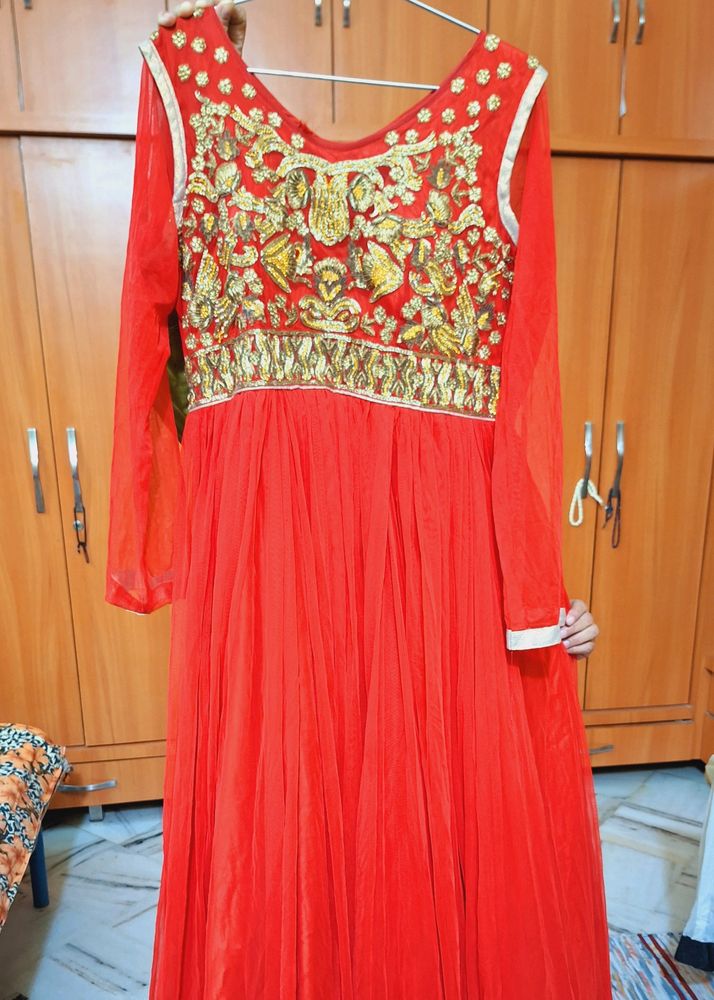 Beautiful Red 😍 Gown With Golden Embroidery ✨️