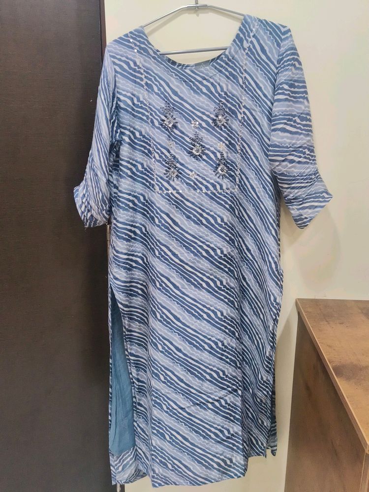 Grey Stripe Kurta Set