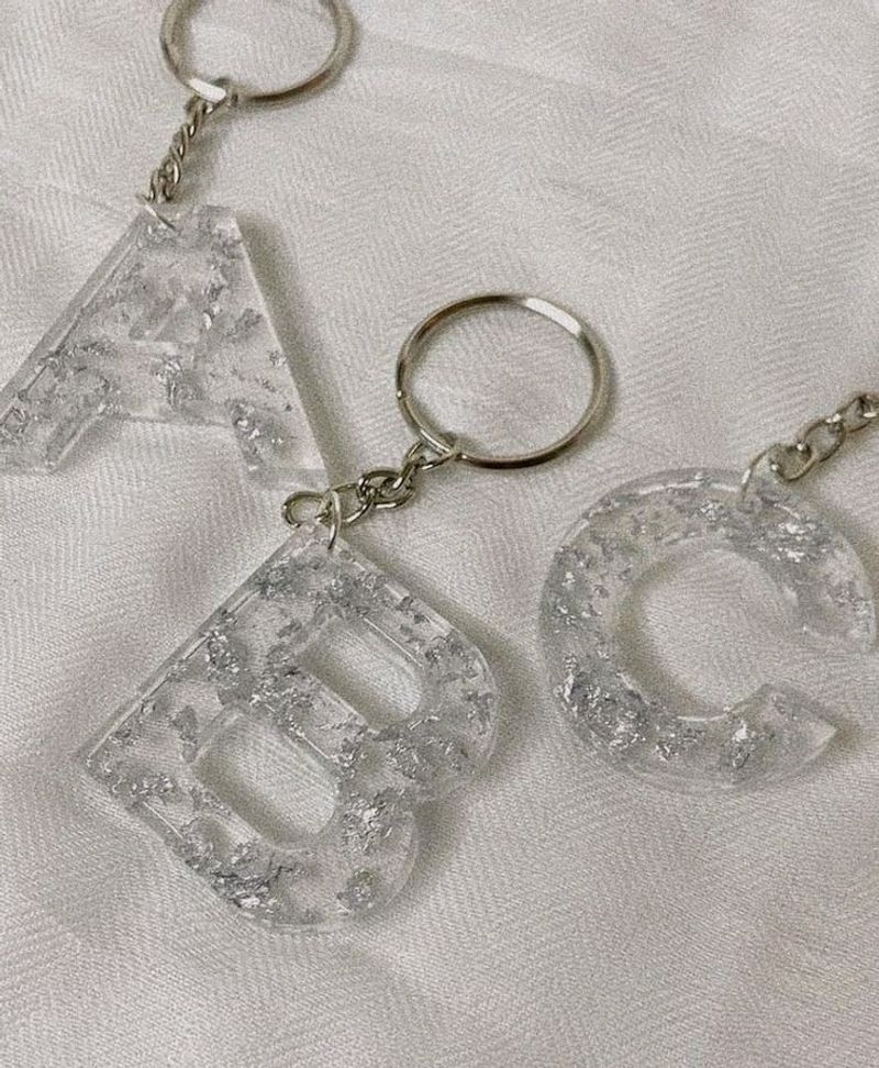 Silver Alphabet Keychain 🤍