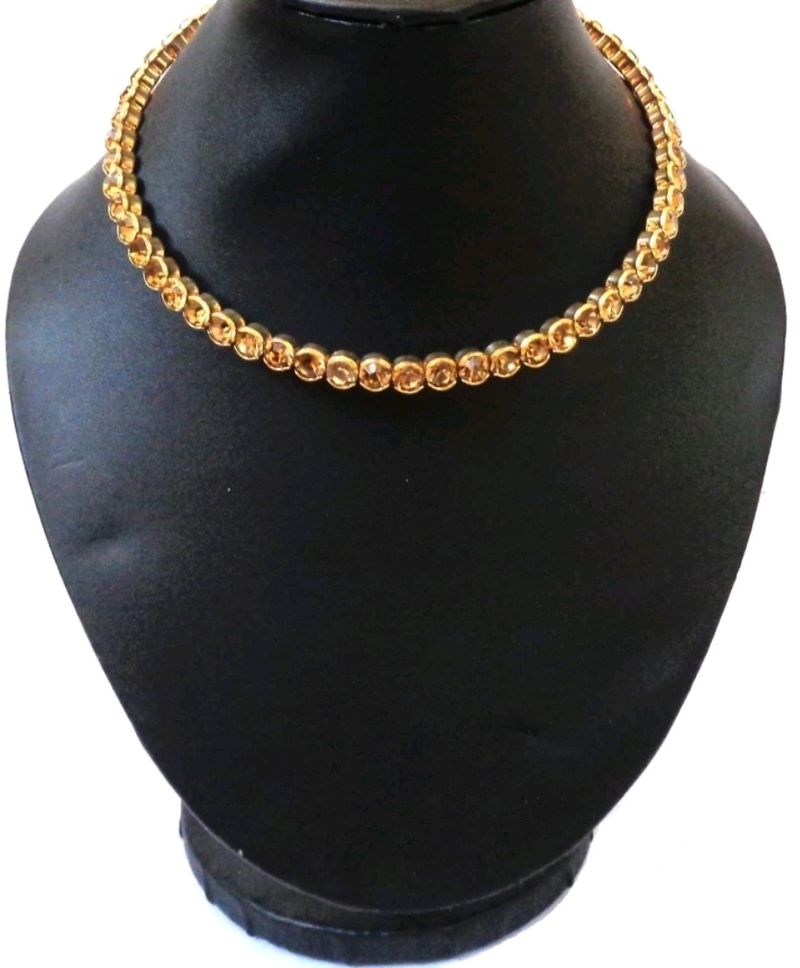 Crystal Rhinestone Gold Plated Brass Necklace