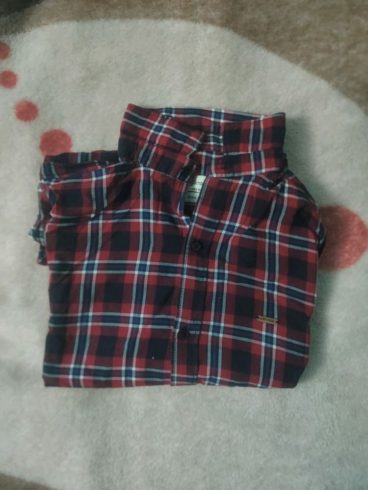 Men Check Shirt Red & Black (M)