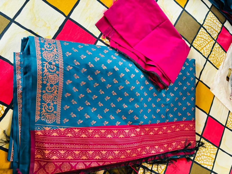 New Saree With Unstiched Blouse