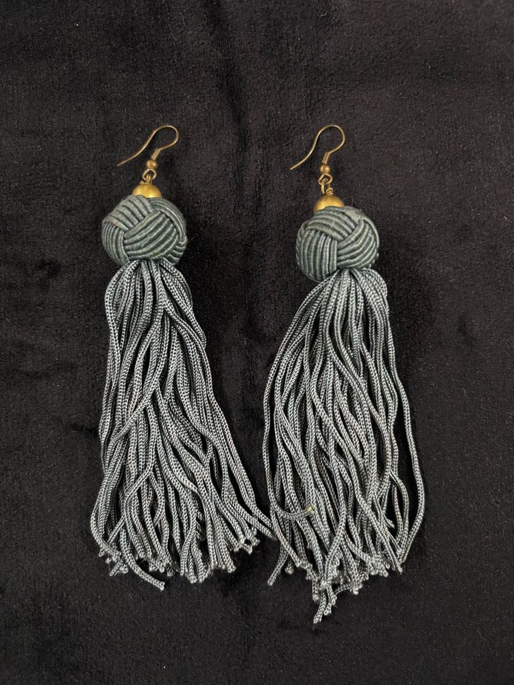 Gray Fringe Earrings