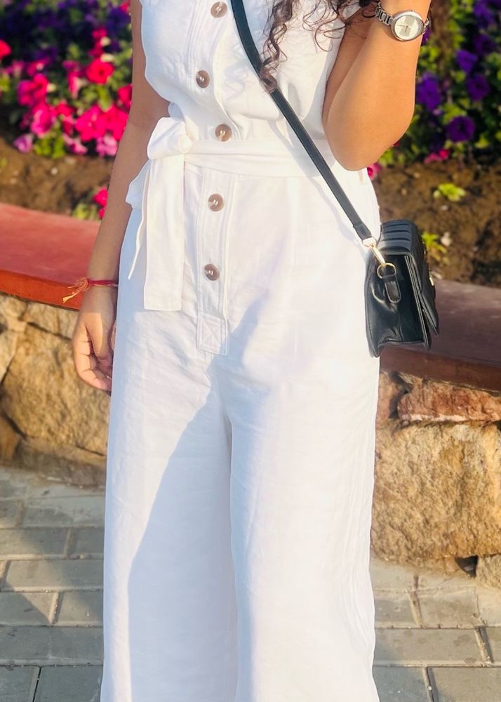 PURE COTTON WHITE JUMPSUIT OF MANGO