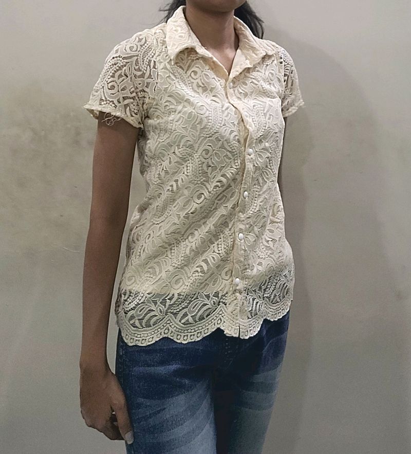 Cream shirt Top