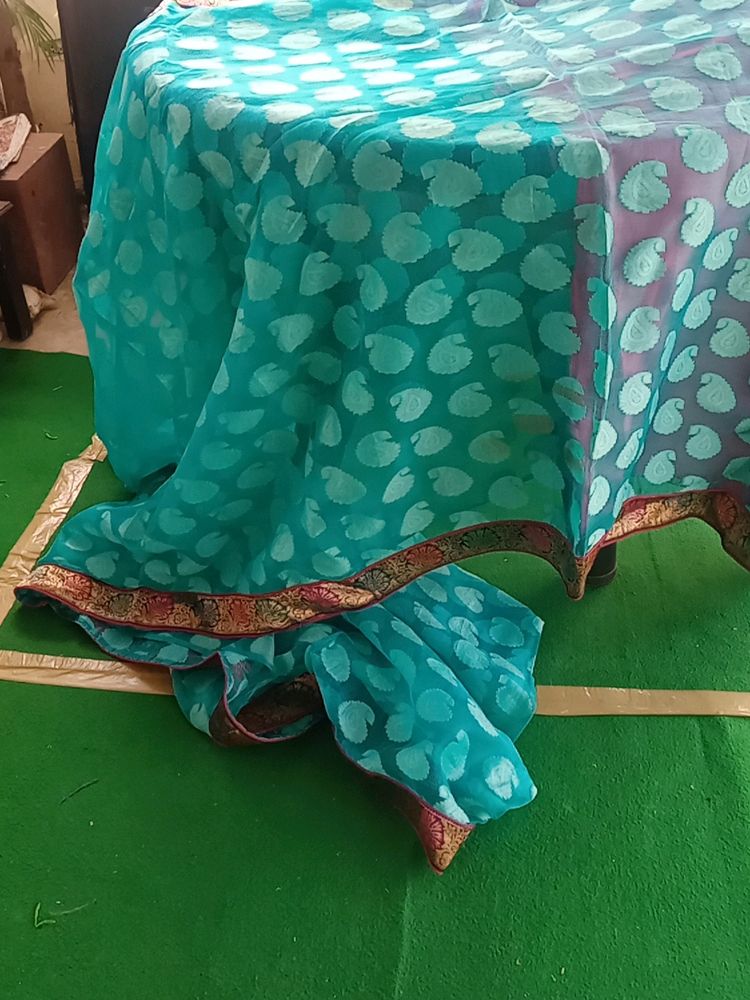 Sea Green Chanderi Saree