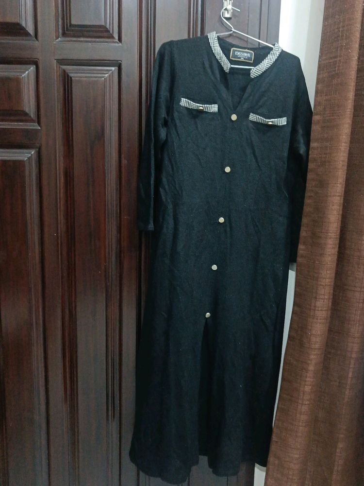 Woolen Kurta Set With Grey Check Pants