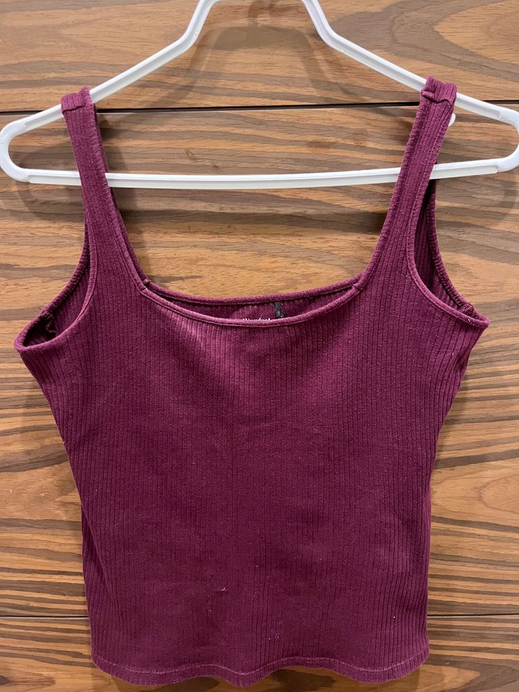 Purple Ribbed Sleeveless Top