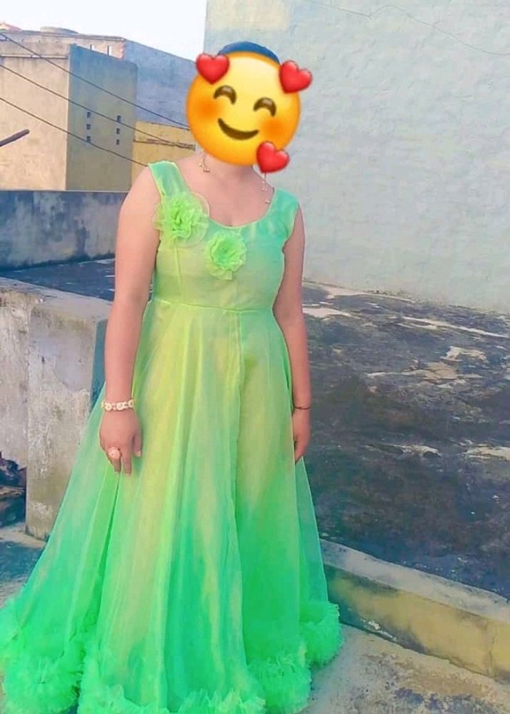 Beautiful Parrot Green Colour Gown