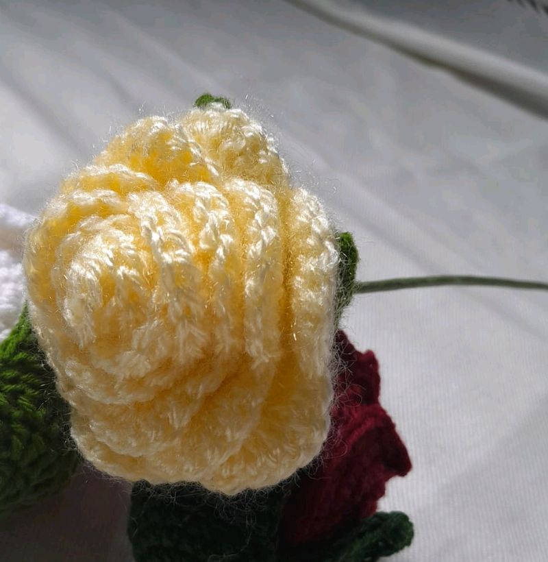 Light Yellow Crochet Rose