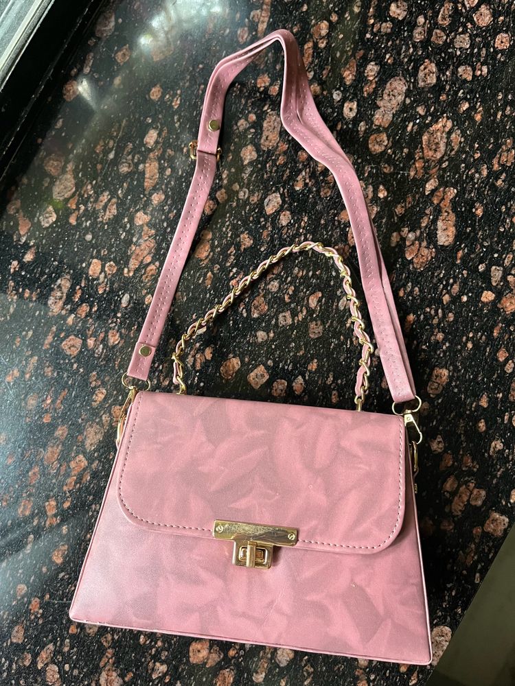 Mauve pink box sling bag