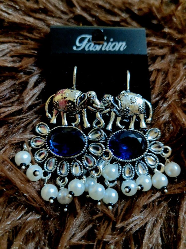 Antique Earrings With Blue Stone