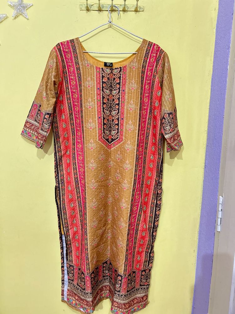 Mustard Pakistani Kurta Set Sequins Work