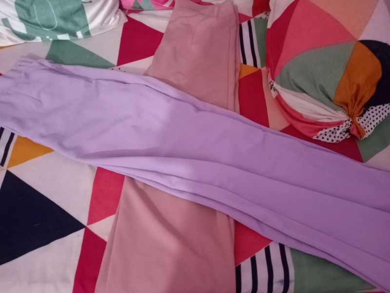 Women pants lavender and peach