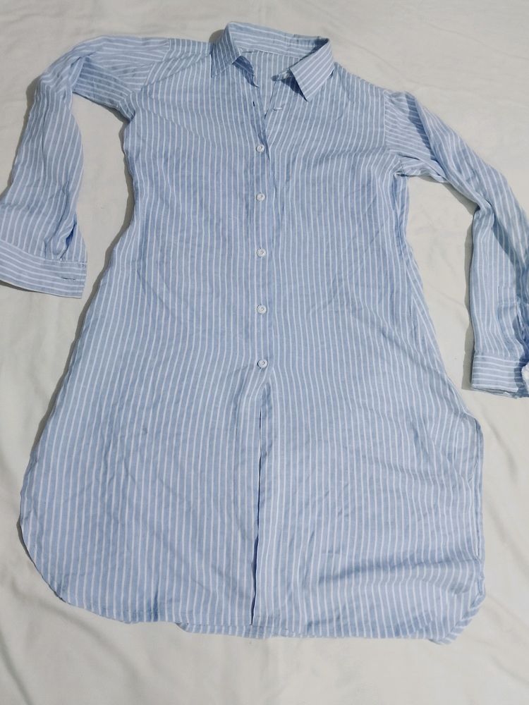 Blue Cotton Linen Shirt