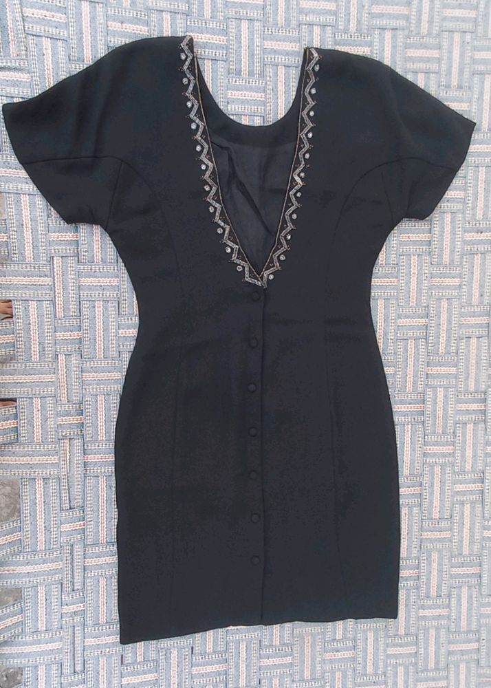 Very Deep V Neck Black Dress