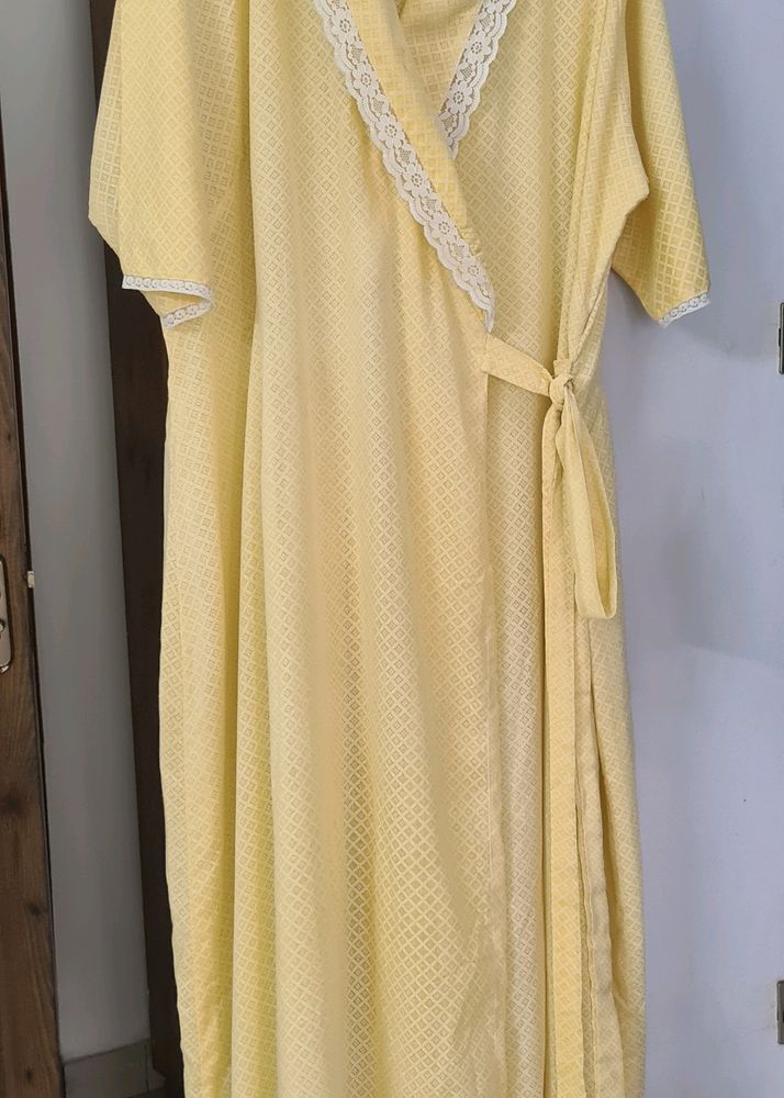 Japanese Kimono Style Yellow Lacy Gown