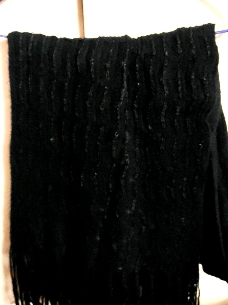 Black Siquence Work Muffler Stole For Girls