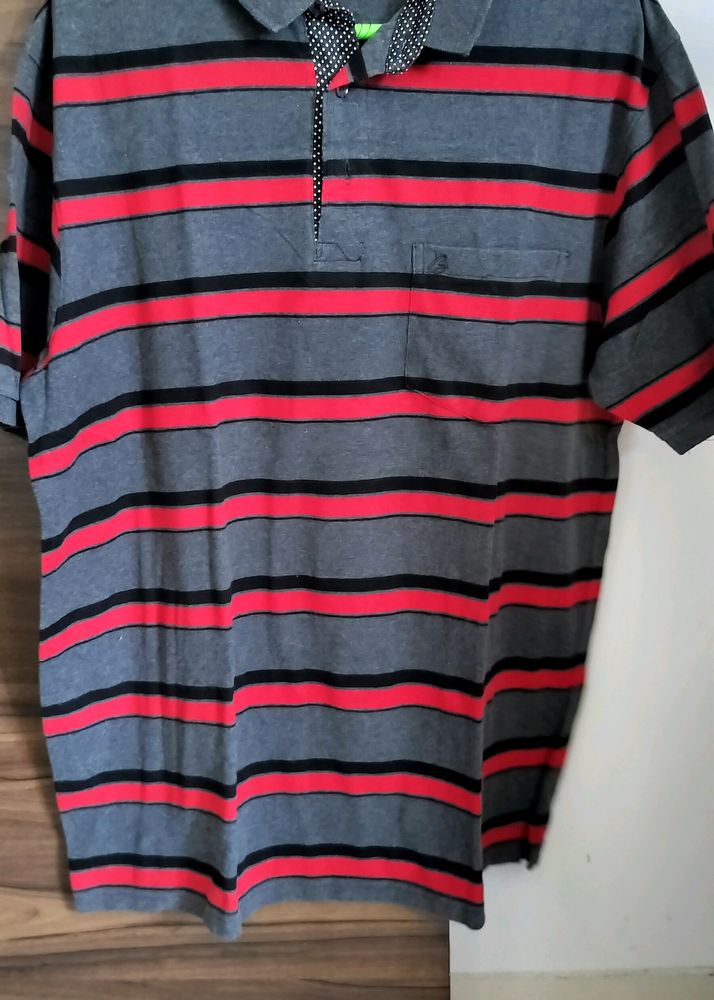 Collar Tshirt With Stripes