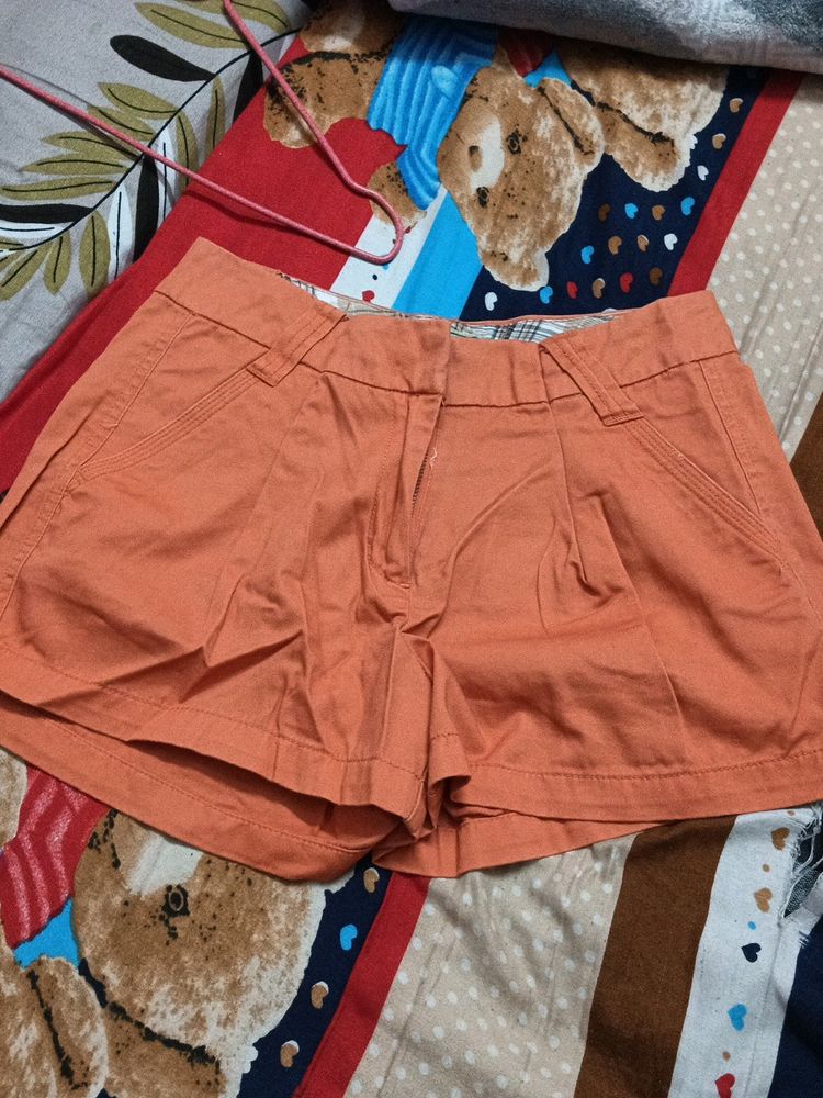 Orange Casual Short For Women