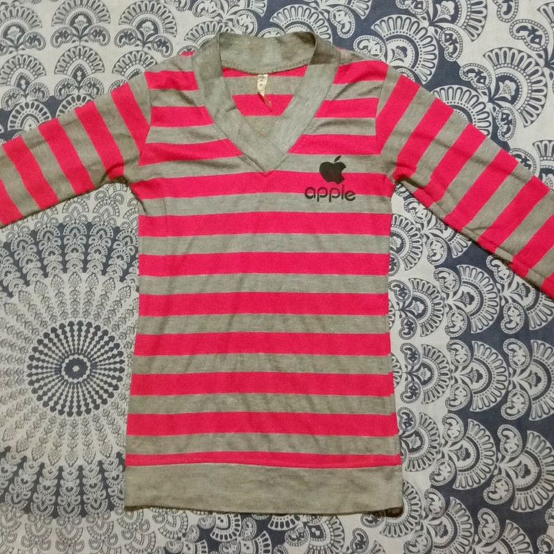 Pink And Grey Border Line SweetShirt