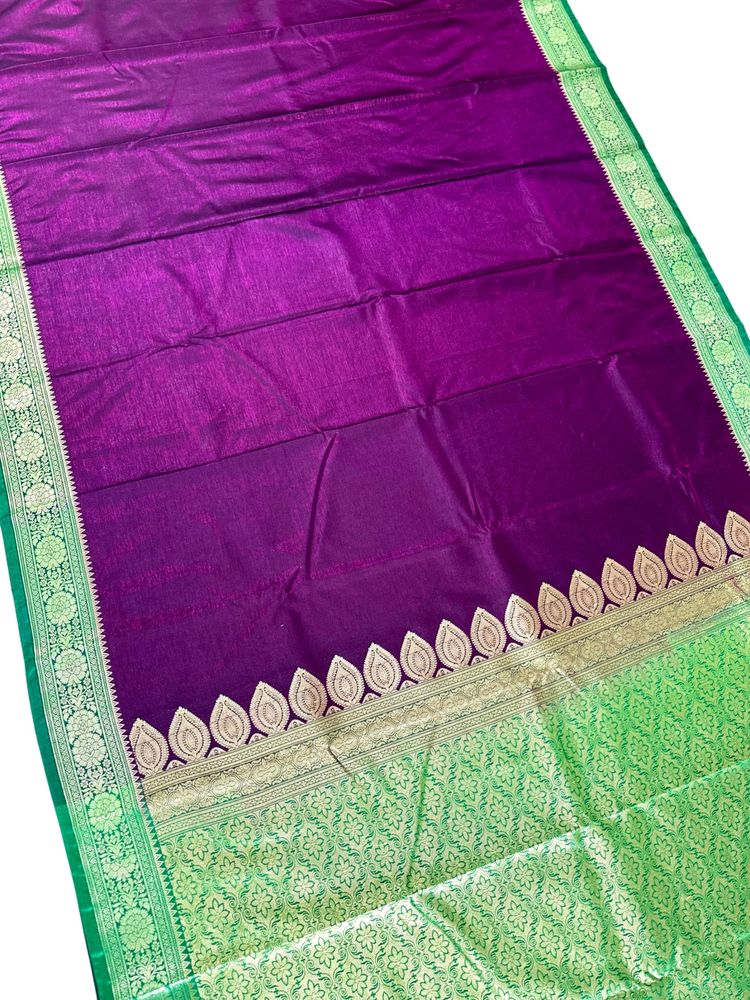 Banarsi Satin Silk Plane Saree For Women