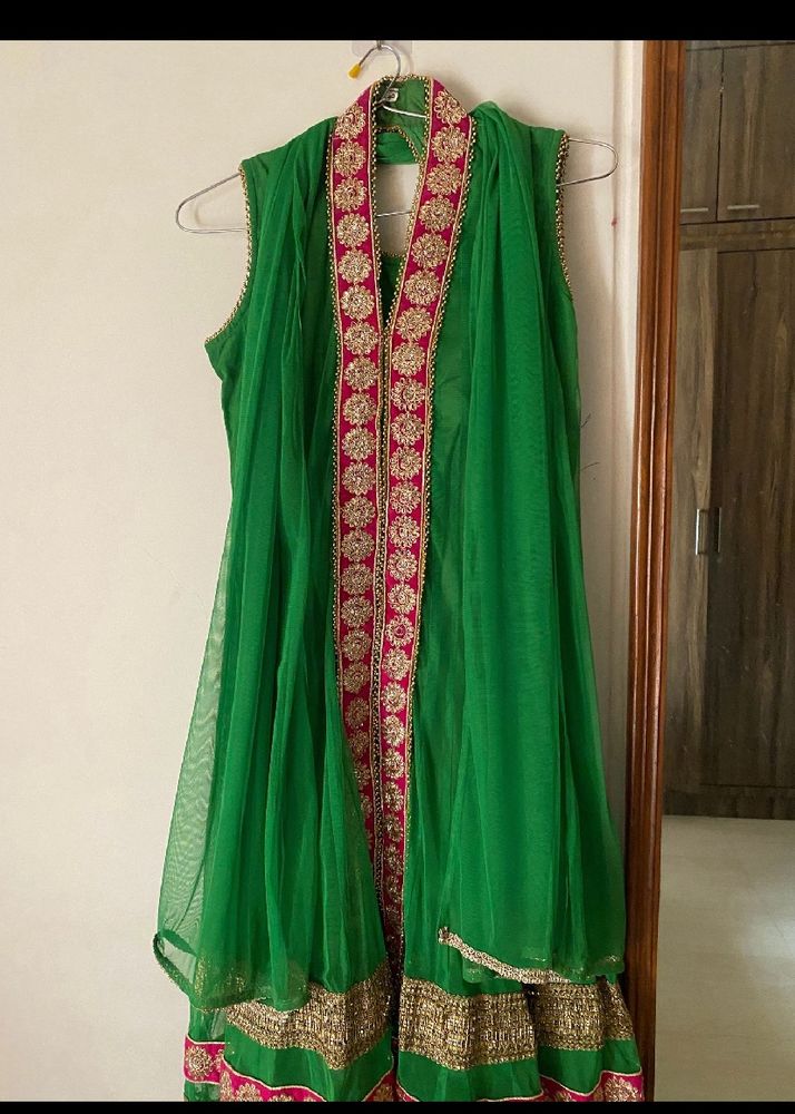 Parrot Green Anarkali Dress