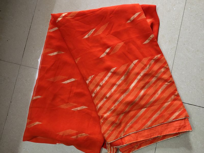 Orange Synthetic Saree