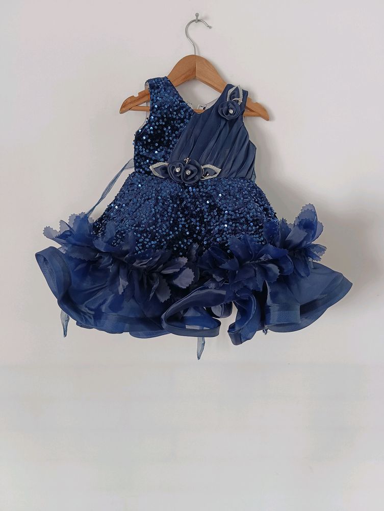 Navy Blue Sequence Fancy Frock (Girls)