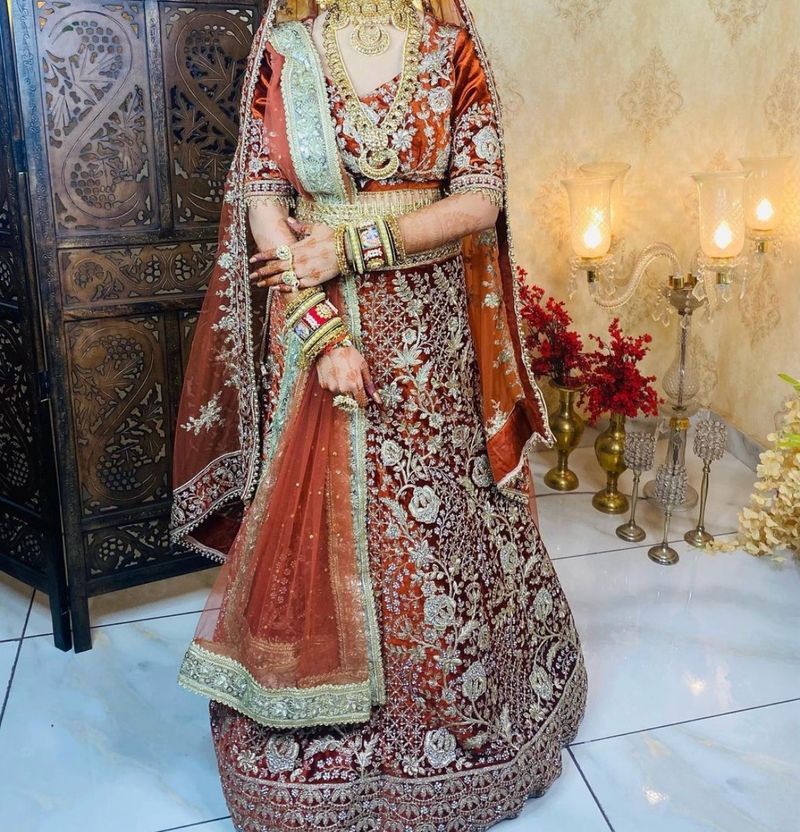 Rust orange Bridal Lehenga