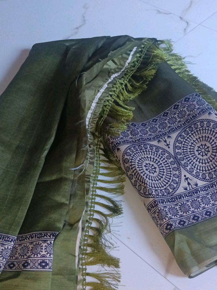 Olive Green Saree