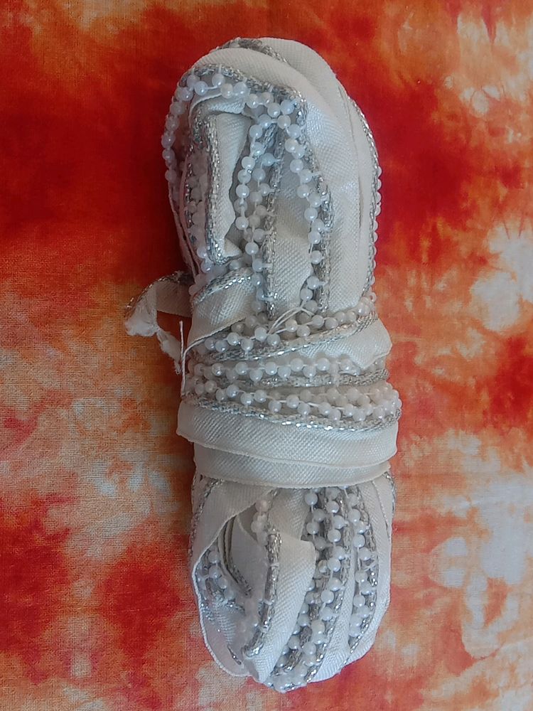 White Colour Lace With Beads...