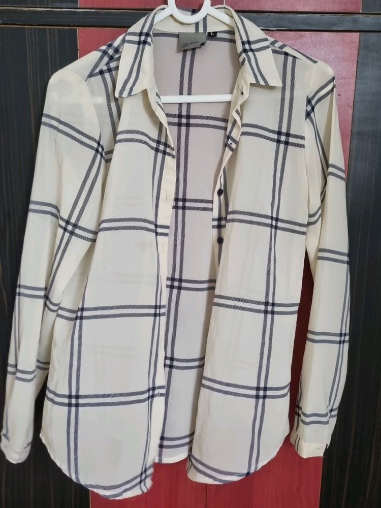 Cream Checked Shirt