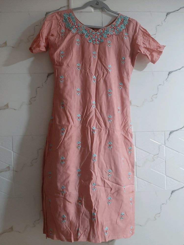 NEW BEAUTIFUL MIRROR WORK PINK💓💕 KURTA PLAZZOSET