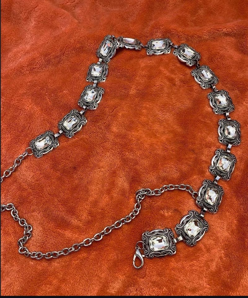 y2k silver waist chain Belt