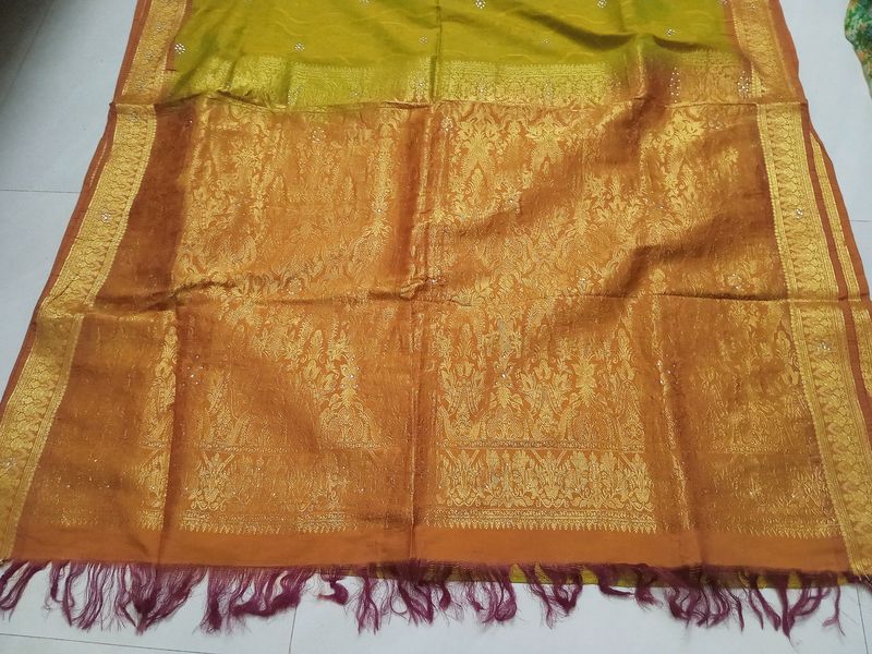 Silk Saree With Stone Work