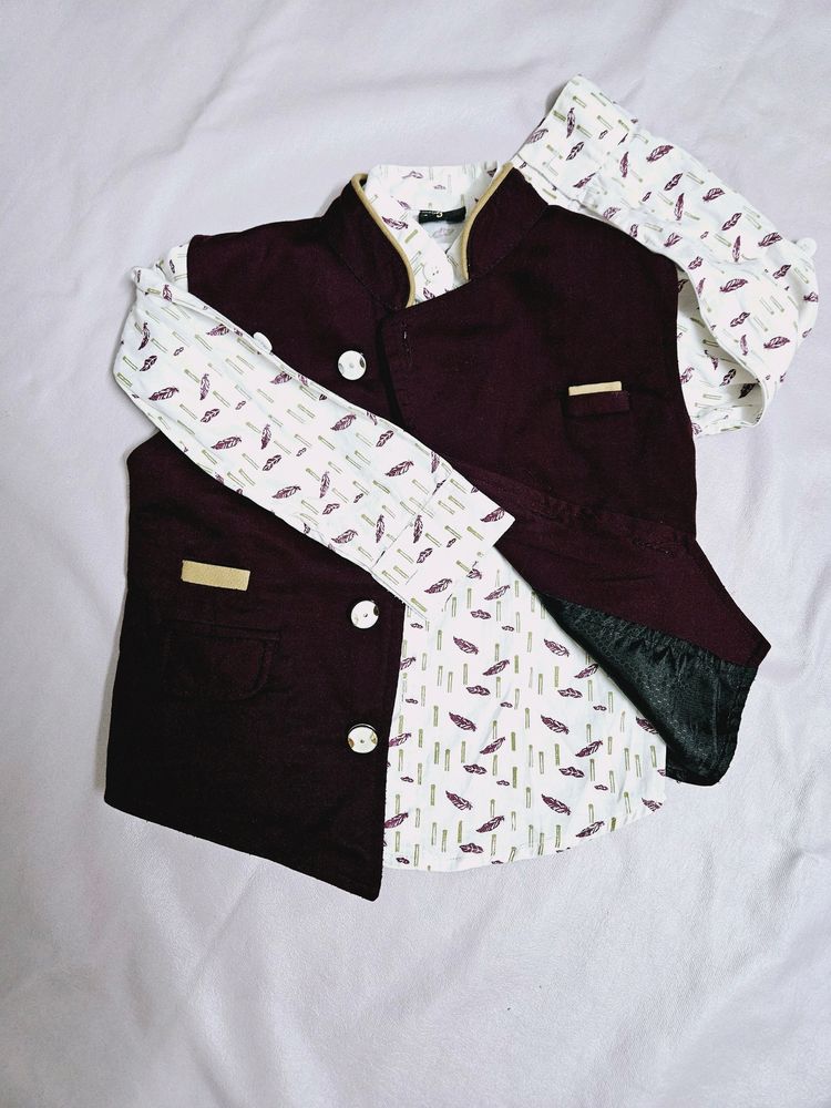 Maroon Waistcoat Set