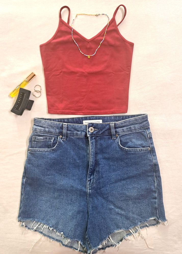 High-Waisted Denim Shorts