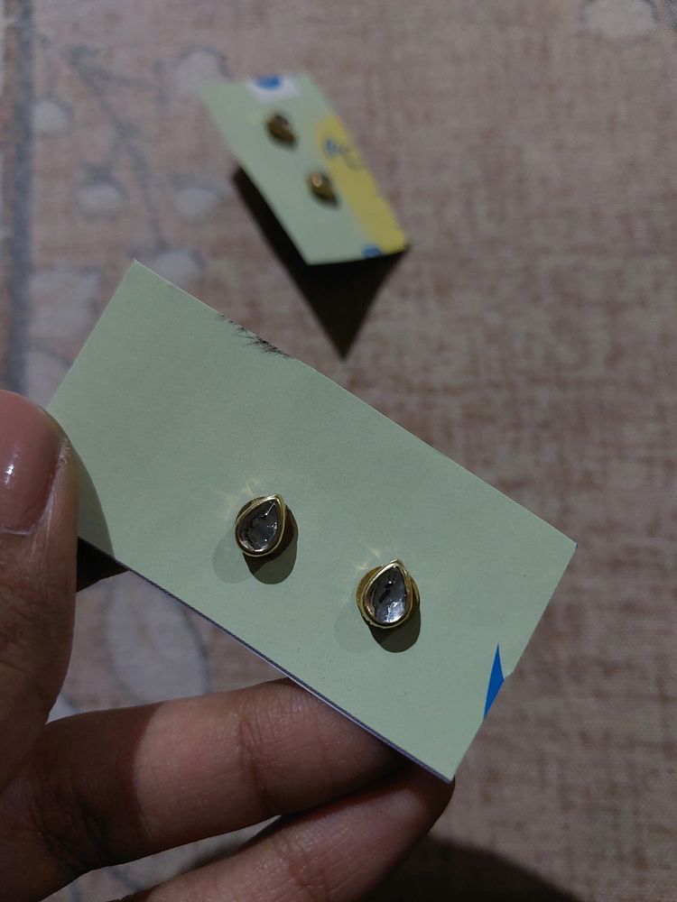 Handmade Kundan Stud Earrings  2 Pairs