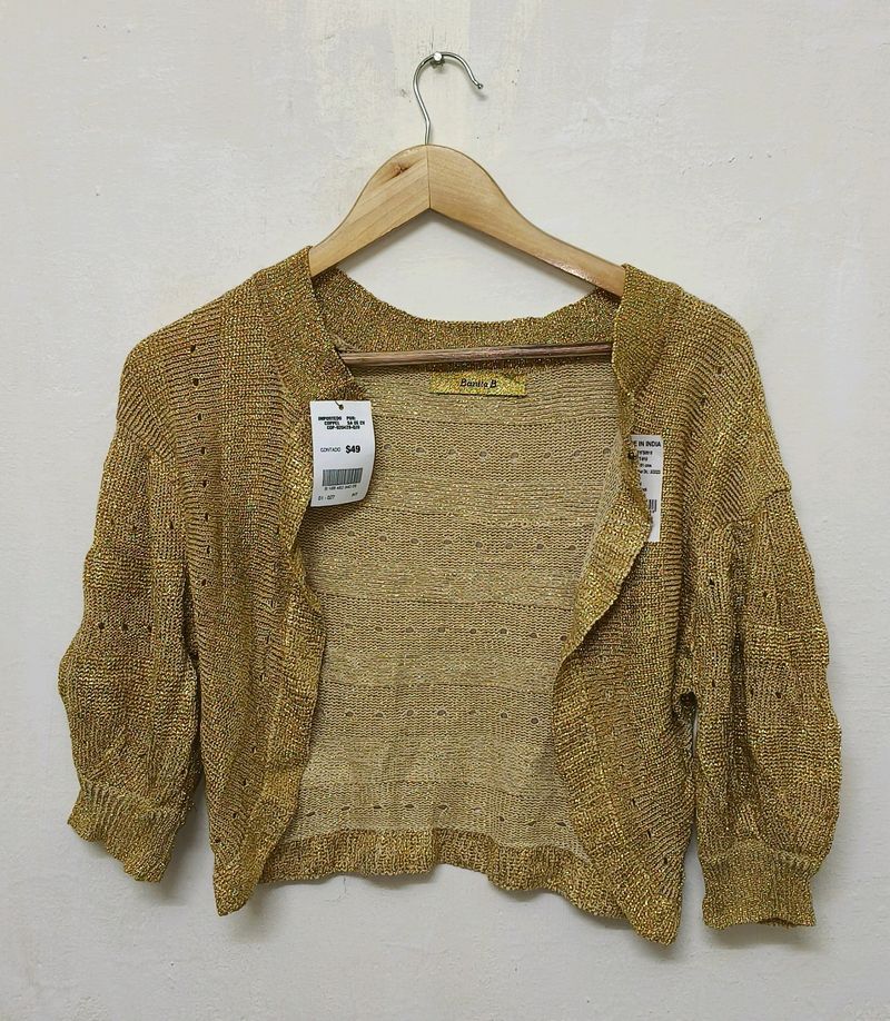 Trendy New Shinny Gold Shrug For Women