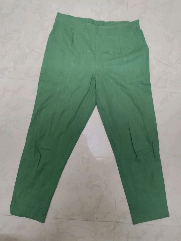 Green Ankle Length Loose Pant