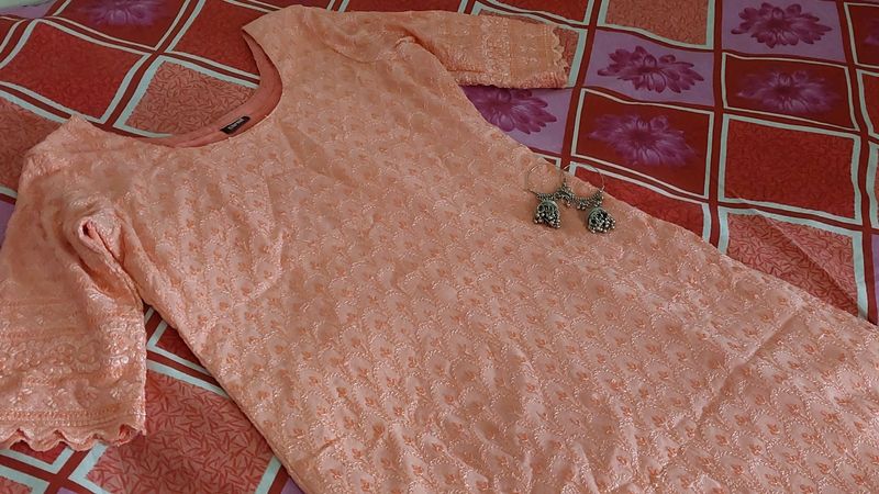 Chikankari Pink Kurti