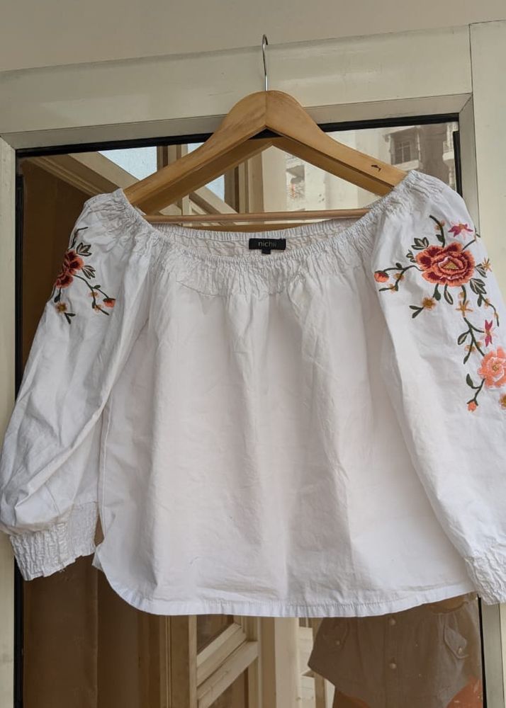 White Embroidered Top For Sale