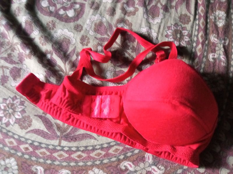 Red Heavily Padded Bra